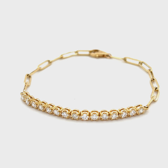 0.77 Carat Link Diamond Bracelet 14 Karat Yellow Gold