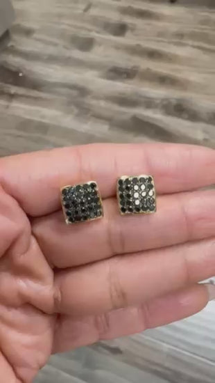 Roshe Jewels Diamond Studs, 1.38 Carat Black Diamond Yellow Gold Earring Studs