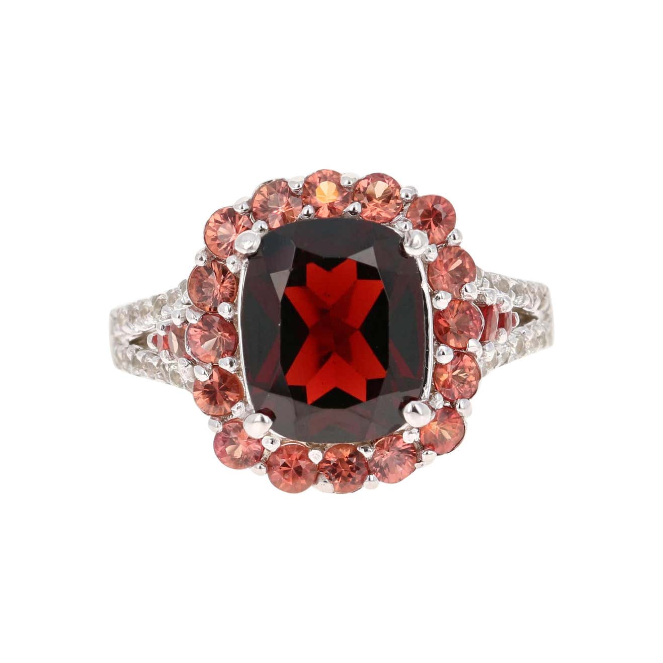 4.81 Carat Garnet Sapphire 14 Karat White Gold Ring