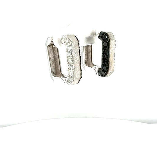 1.05 Carat Black and White Diamond White Gold Earrings