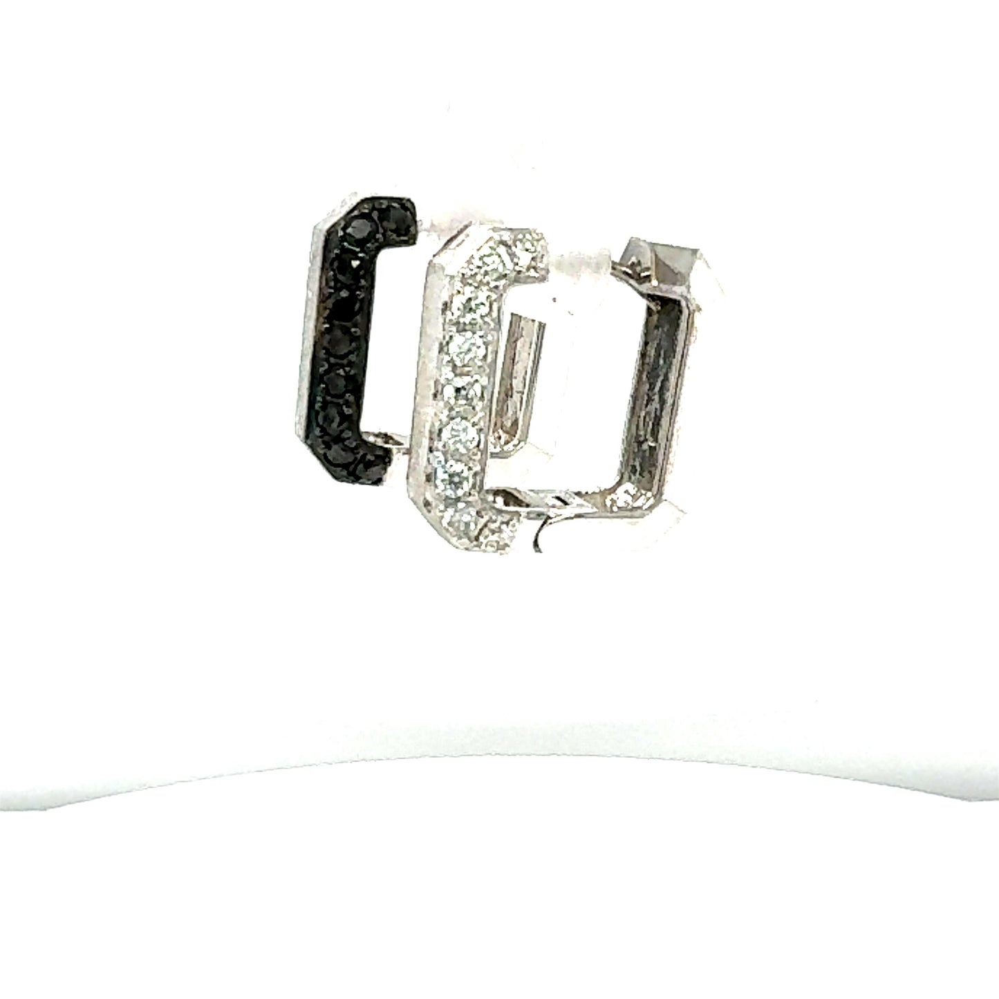 1.05 Carat Black and White Diamond White Gold Earrings