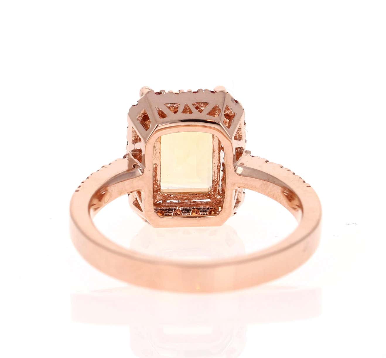 2.91 Carat Emerald Cut Citrine, Sapphire Diamond 14 Karat Gold Engagement Ring