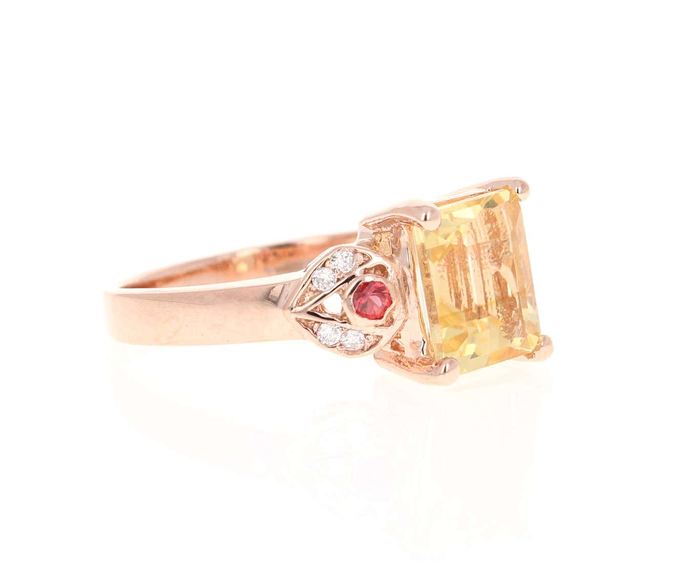 2.45 Carat Citrine Sapphire Diamond 14 Karat Rose Gold Ring