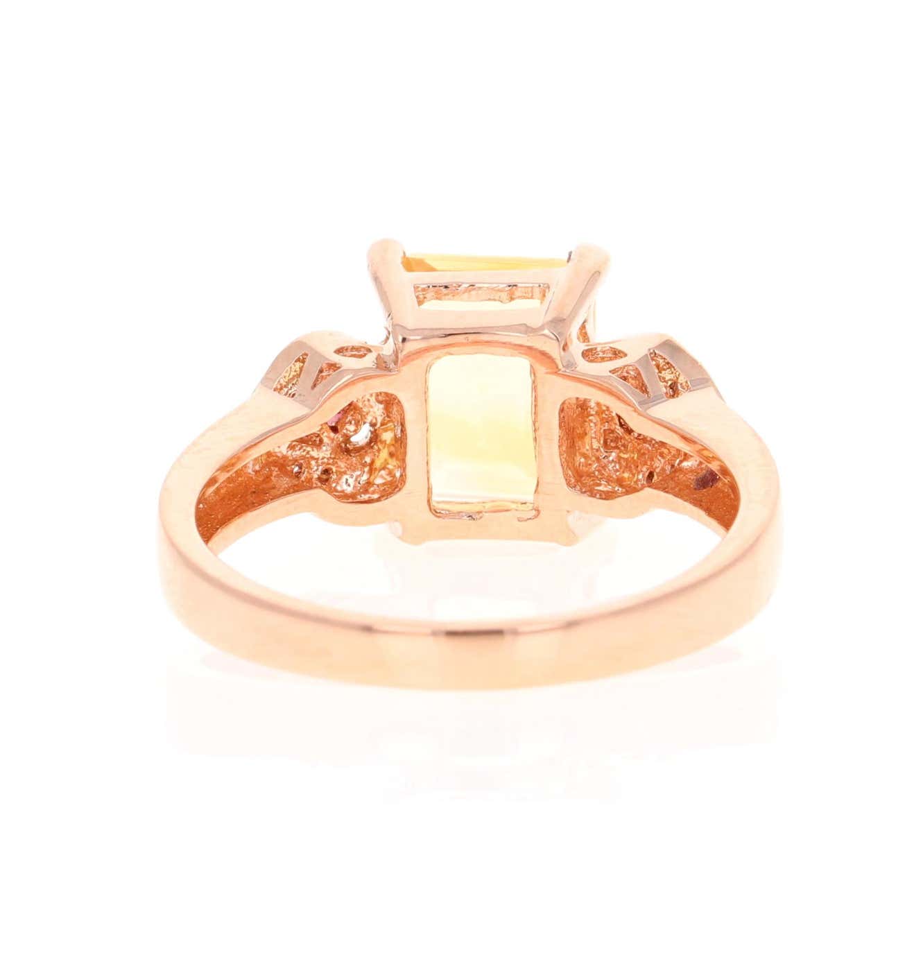 2.45 Carat Citrine Sapphire Diamond 14 Karat Rose Gold Ring