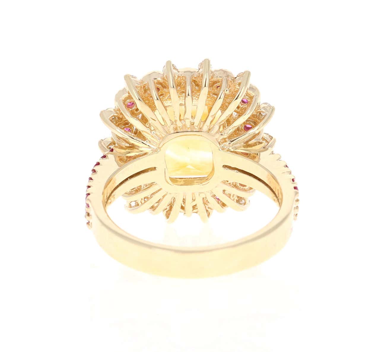 5.31 Carat Citrine Sapphire Diamond 14 Karat Yellow Gold Ring