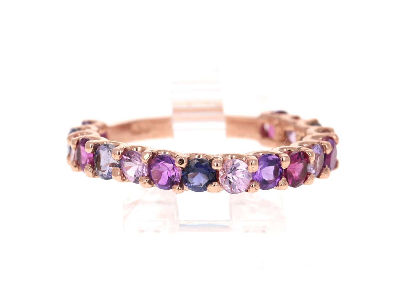 2.09 Ct Multicolor Gemstone 14 Karat Rose Gold Stackable Band