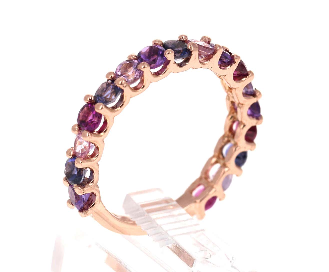 2.09 Ct Multicolor Gemstone 14 Karat Rose Gold Stackable Band