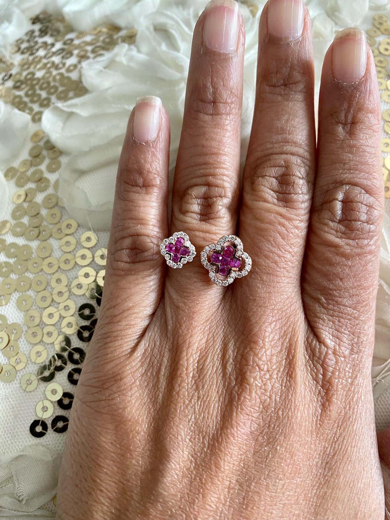 Pink Sapphire Diamond 14 Karat Rose Gold Ring