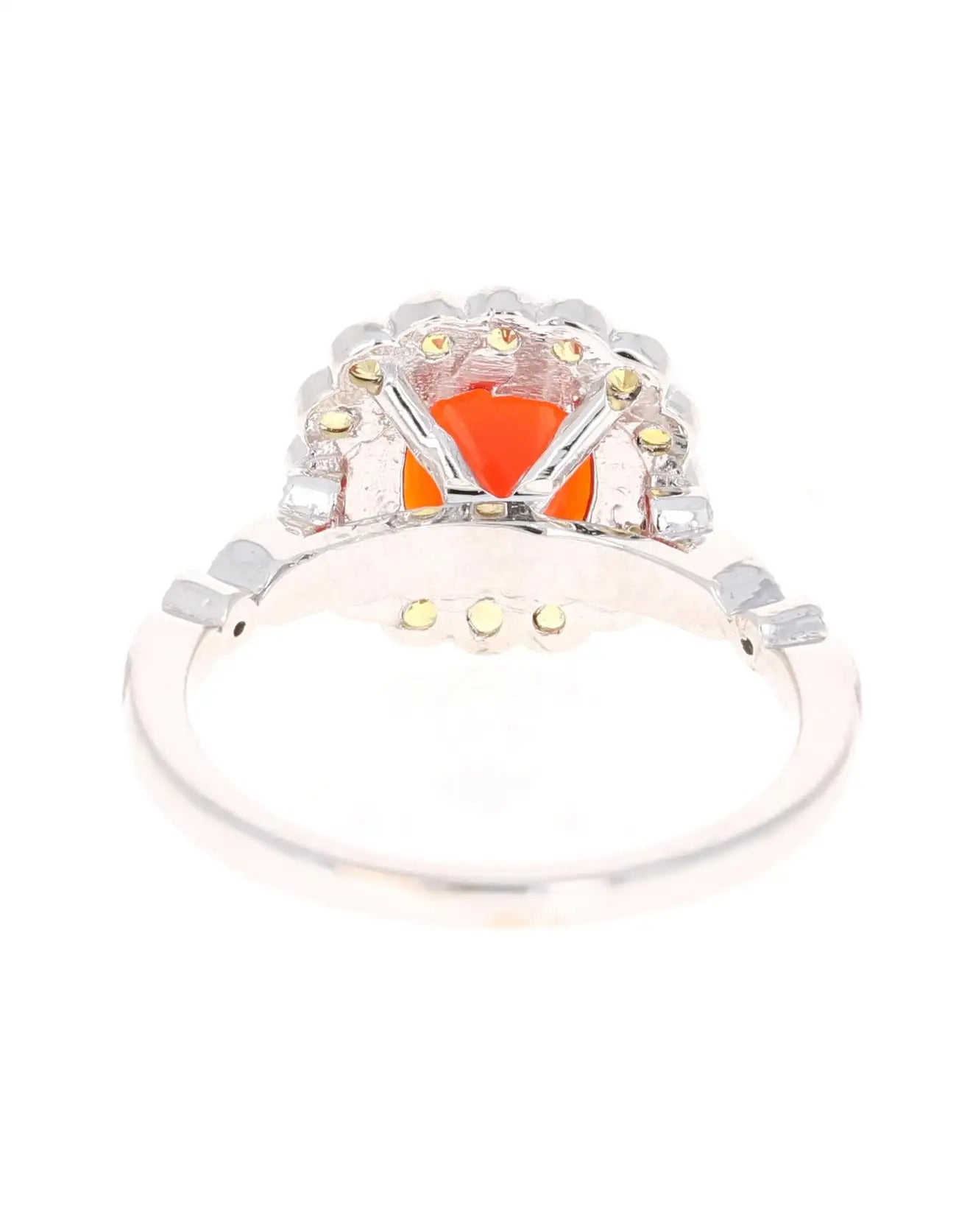 1.79 Carat Fire Opal Diamond 14 Karat White Gold Ring