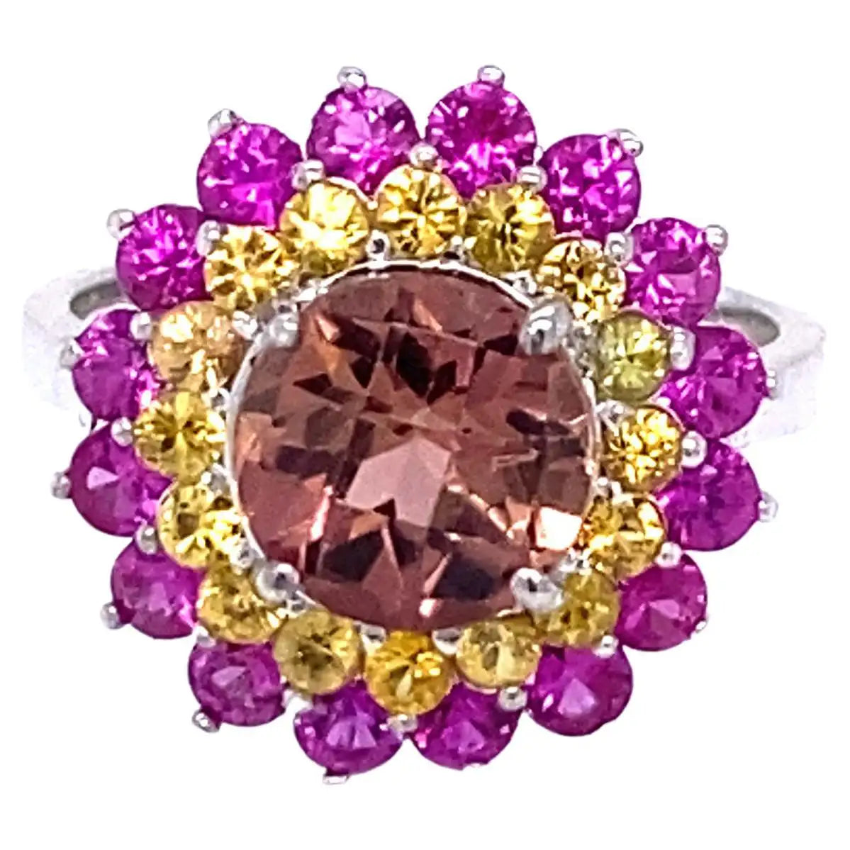 4.29 Carat Tourmaline Sapphire 14 Karat White Gold Cocktail Ring