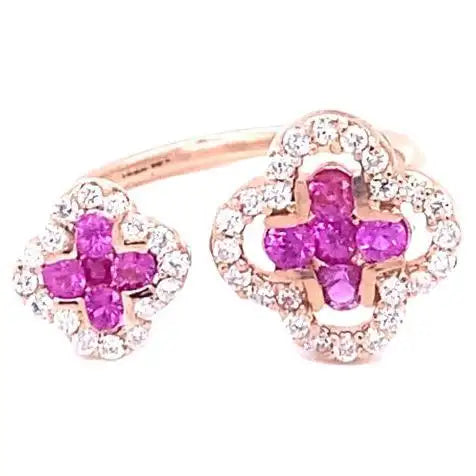 Pink Sapphire Diamond 14 Karat Rose Gold Ring