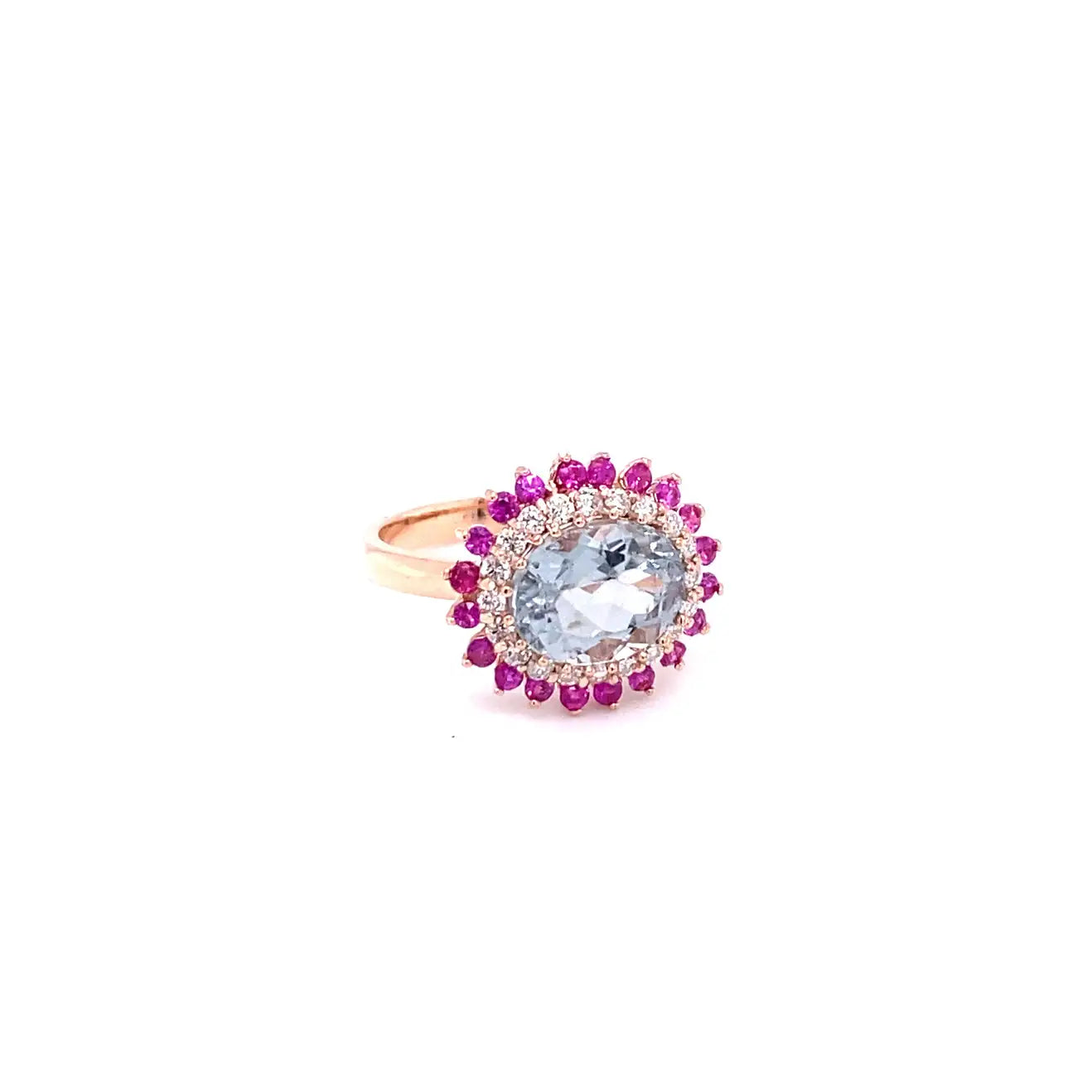 3.57 Carat Tourmaline Sapphire Diamond 14 Karat Rose Gold Cocktail Ring