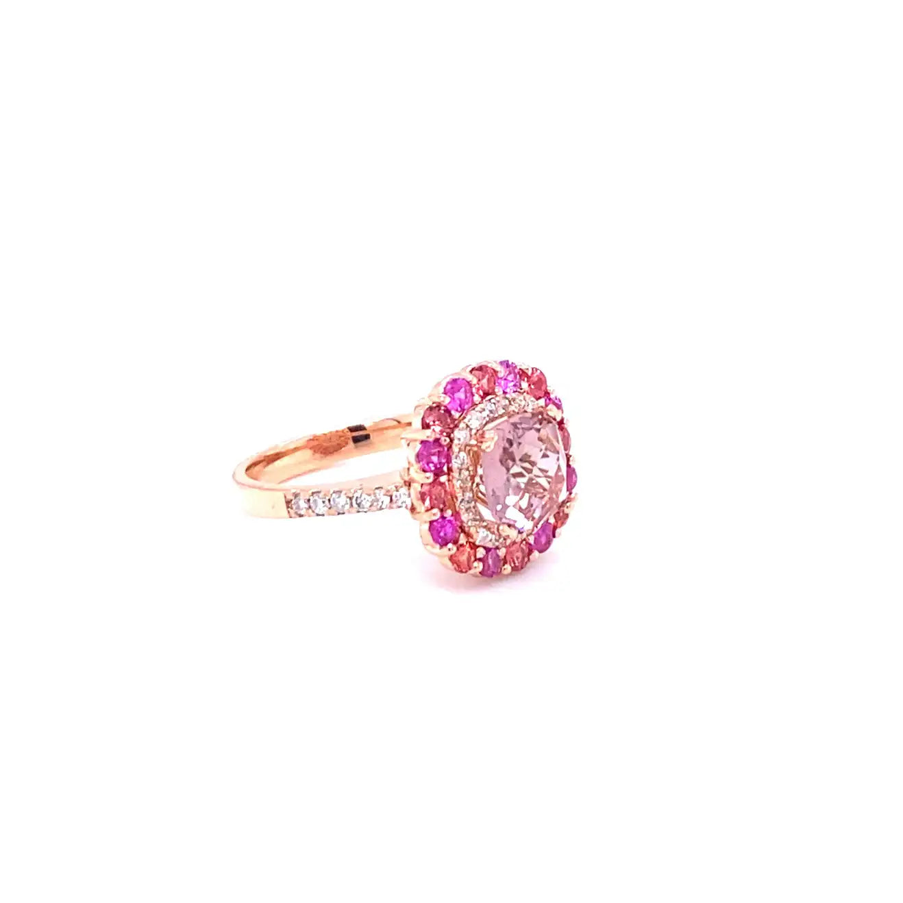 3.11 Carat Tourmaline Sapphire Diamond 14 Karat Rose Gold Cocktail Ring