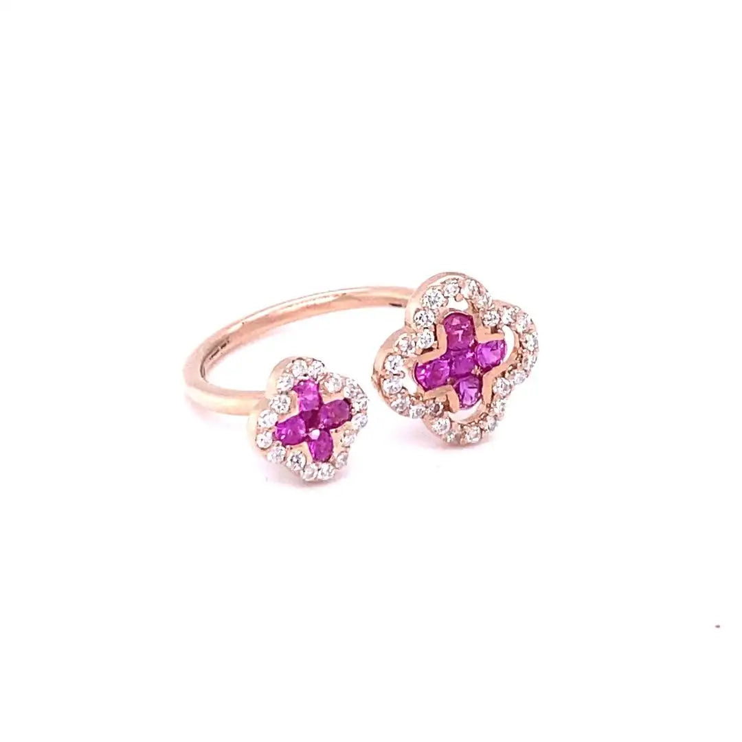 Pink Sapphire Diamond 14 Karat Rose Gold Ring