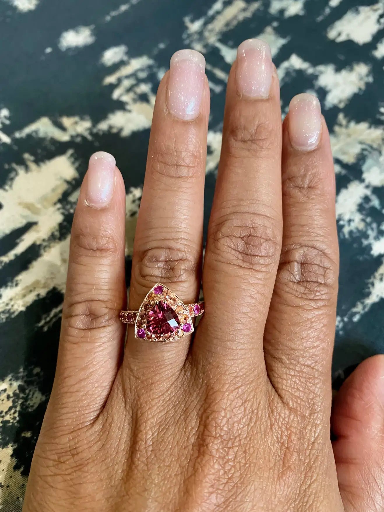 2.31 Carat Tourmaline Sapphire 14 Karat Rose Gold Cocktail Ring