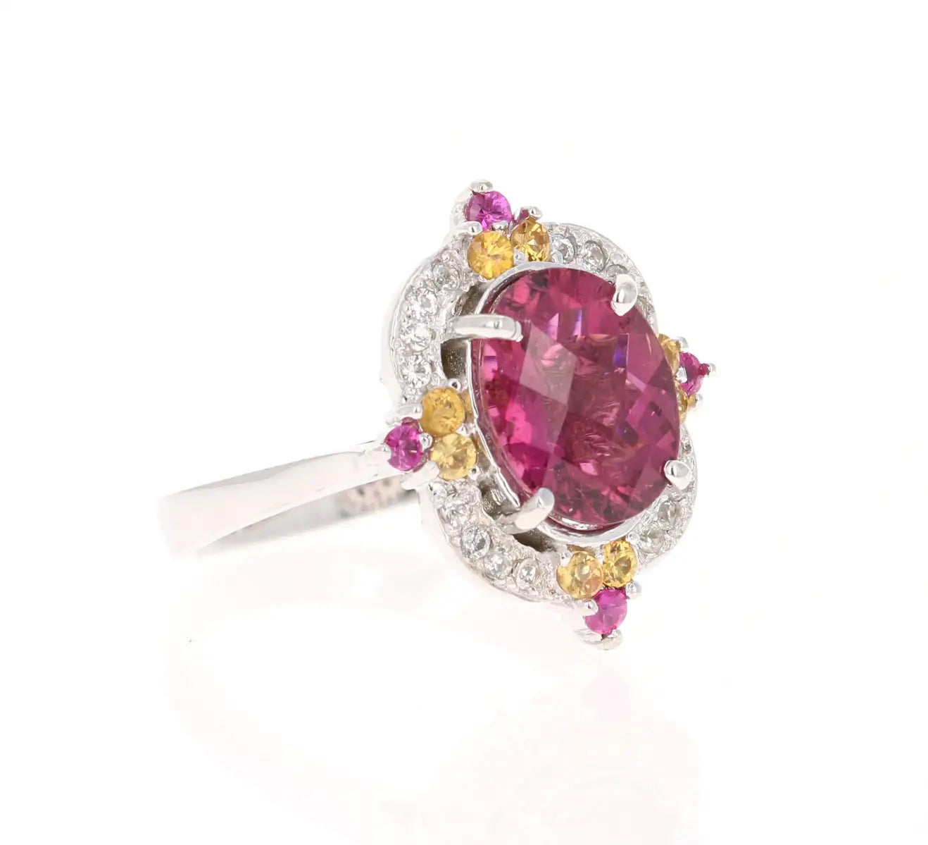 3.23 Carat Tourmaline Sapphire 14 Karat White Gold Cocktail Ring