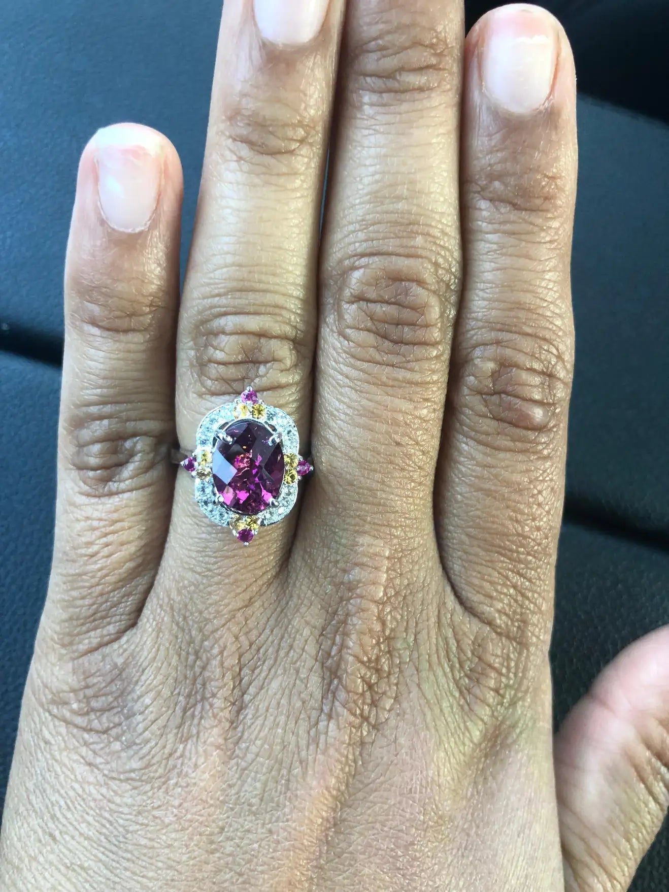 3.23 Carat Tourmaline Sapphire 14 Karat White Gold Cocktail Ring