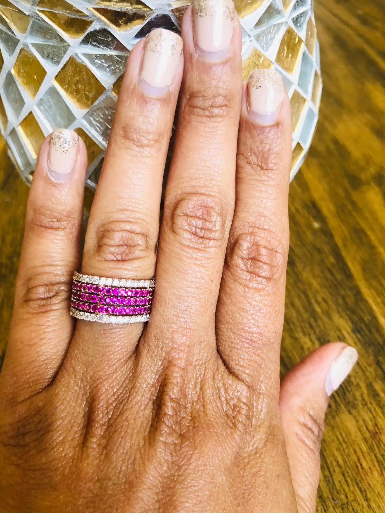 3.09 Carat Pink Sapphire Diamond Rose Gold Cocktail Ring