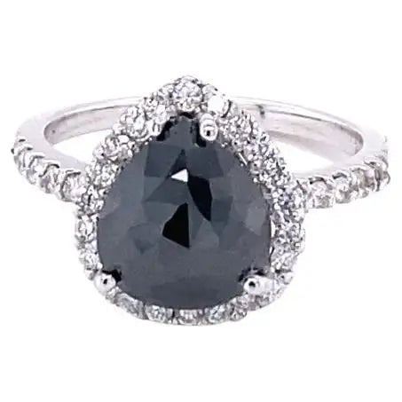 Black Diamond White Diamond 14K White Gold Ring