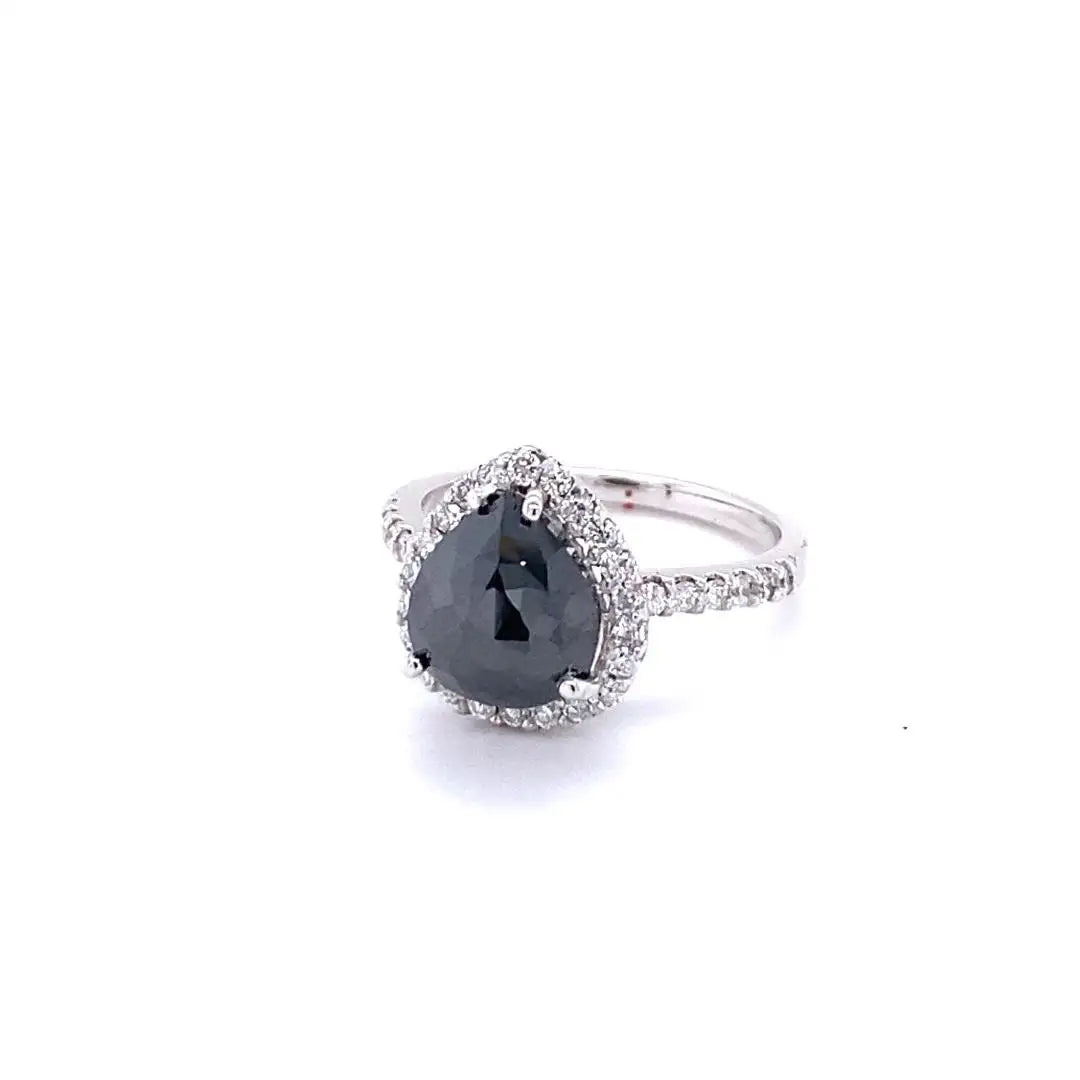 Black Diamond White Diamond 14K White Gold Ring